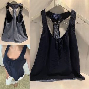 Navy Blue Silk Tank Top